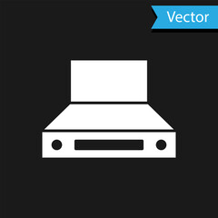 White Kitchen extractor fan icon isolated on black background. Cooker hood. Kitchen exhaust. Household appliance. Vector