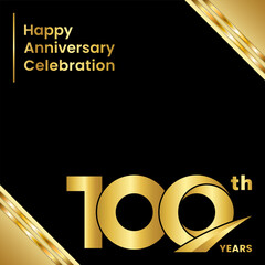 100th anniversary logo design with golden color for anniversary celebration event. Logo Vector Template