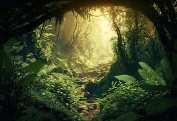 A Majestic Artificial Paradise: A Vibrant and Joyful Forest Rendered in AI