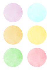 きれいで使いやすい水彩風の円　セット　パステル