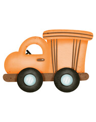 Watercolor cute car illustration