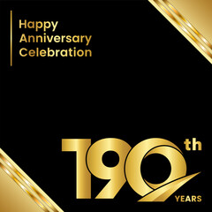 190th anniversary logo design with golden color for anniversary celebration event. Logo Vector Template