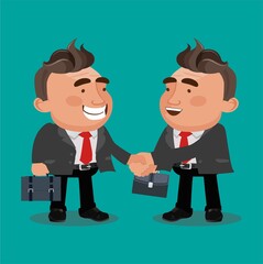 Businessman partners shaking hands after signing contract agreement