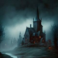castle in the night, Generative Ai