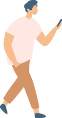 Guy silhouette holding phone in hand flat illustration	