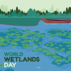 Foto op Plexiglas vector flat illustration commemorating world wetlands day © ahmad