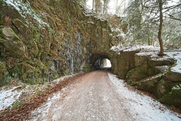 small tunnel in nature in southern Germany, for only one car