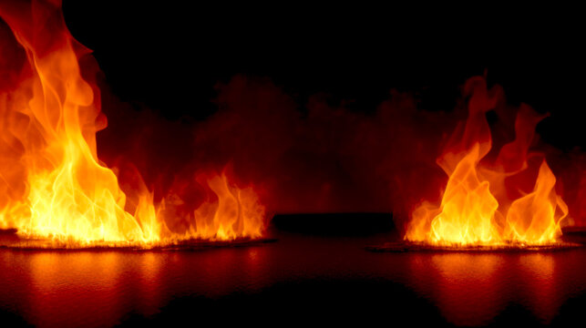 暗闇にたちこめる炎のイメージ　火炎　炎　火事　シリアス　緊迫感　Image of a flame burning in the dark Flame Flame Fire Serious sense of urgency