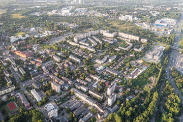 Aerial drone view of Katowice city in Poland