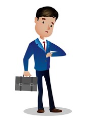 Man looks at a wristwatch