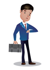 Man looks at a wristwatch