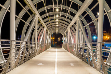 Fototapeta premium Ustka, Poland - 06.01.2023: Panorama of Ustka at night. Ustka, Pomerania