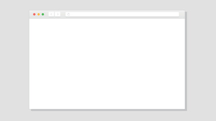 Blank web browser window. Modern website light mode browser mockup for desktop. Vector illustration.