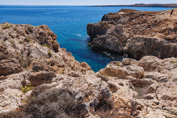 Fototapeta na wymiar Mediterranean Sea shore in Cape Greco National Forest Park in Cyprus