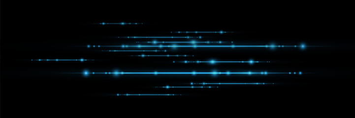 Laser beams, horizontal beams of light. Beautiful light flashes. Glowing stripes on a dark background. Glowing abstract sparkling background.