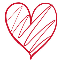 Sketch Red Heart doodle isolated