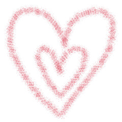 Paint Double Red Heart doodle isolated