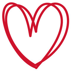 Double Red Heart doodle isolated