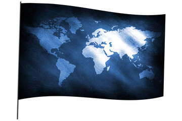 Waving flag with the continents of the earth