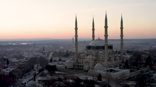 Selimiye Mosque exterior view in Edirne City of Turkey. Edirne was capital of Ottoman Empire.