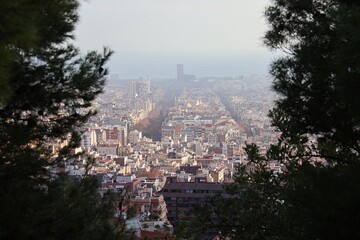 Fototapeta premium A view at Barcelona from Parc Güell, Barcelona, Spain