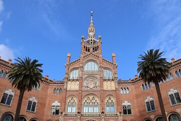 Fototapeta na wymiar Front of Hospital Sant Pau Complex, Barcelona, Spain