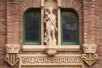 Statue in Hospital Sant Pau Complex, Barcelona, Spain