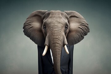 Obraz premium Portrait of a African Elephant in a business suit ready for action.