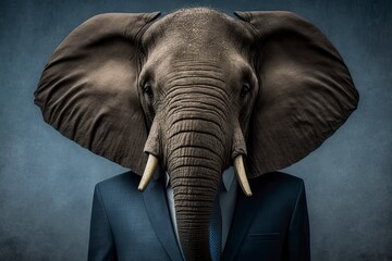 Obraz premium Portrait of a African Elephant in a business suit ready for action.
