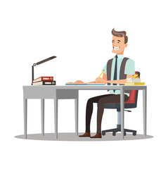 Business people sits at the table.