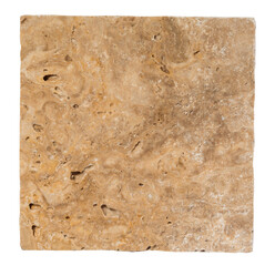 Natural travertine with onyx tile isolated on white. Ready for clipping path.