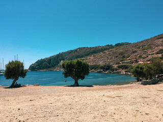 coastal view of ancient city of Knidos on the Knidos Datça Peninsula, Muğla, TURKEY
