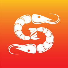 Letter S and shrimp logo vector icon