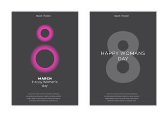 8 March woman day poster set. Women's day vector greeting card with Number 8. Banner for the International Womens Day. Vector illustration
