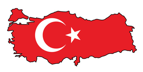 Turkey Silhouette Flag Map