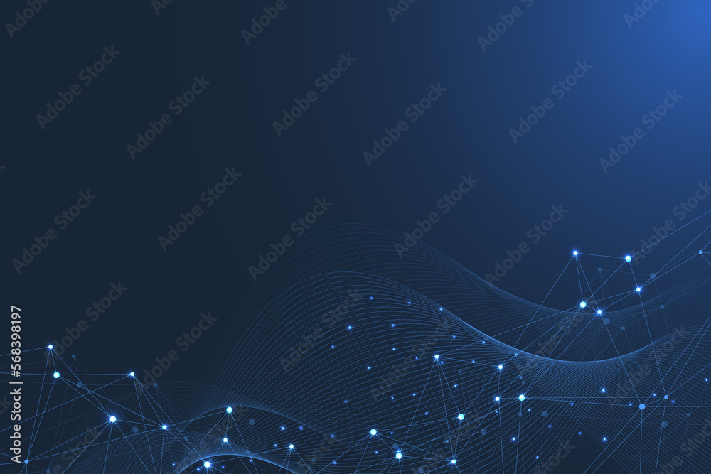 Aufkleber Big data visualization. Social network or business analytics representation. Abstract graphics. Futuristic infographic illustration.