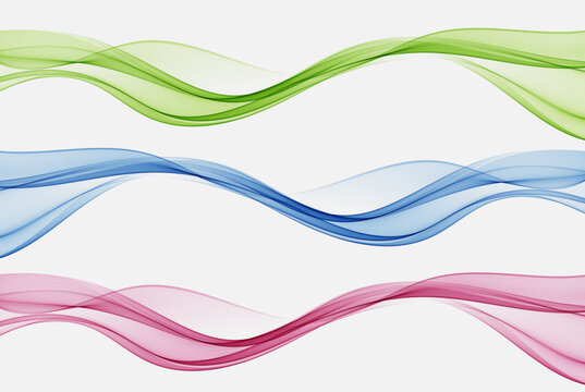 Red, green and blue flow of wavy lines, abstract wave background. Set of vector waves. © lesikvit