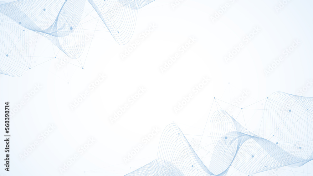 Fototapete Technology abstract lines and dots connection background. Connection digital data and big data concept. Digital data visualization illustration