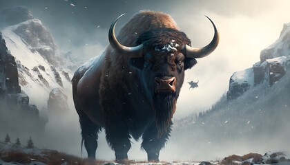 Giant Buffalo Created Using Generative