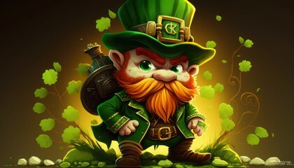 St patricks day cartoon leprechaun, generative ai