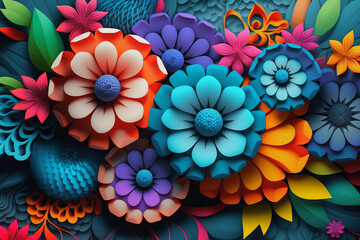 Vibrant, colorful 3D paper flowers