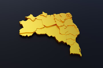 Obraz premium 3d Golden Brazil Map on black background