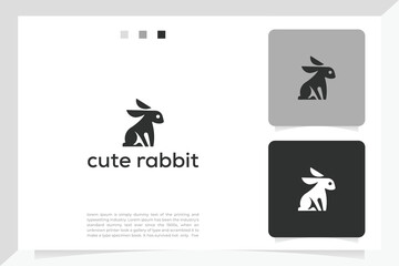 rabbit logo vector in black and white style. suitable for businesses, animal buying and selling companies, and others. can also be used as a logo, icon, brand, mascot, and tattoo