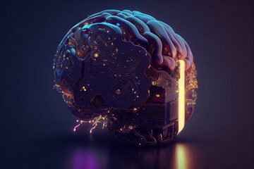 Artificial intelligence with a digital brain. Generative AI
