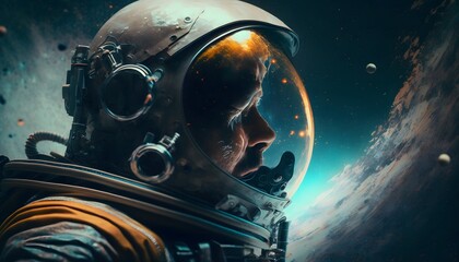 Obraz na płótnie Canvas astronaut looking galaxy created using Generative AI Technology