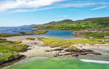 Derrynane Bay beach west of Caherdaniel on the Ring of Kerry, Iveragh peninsula, Ireland. Looking...