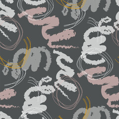 Seamless pattern with rings and swirls.