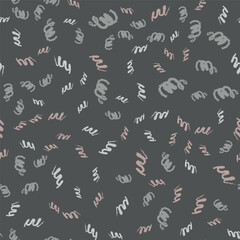 Abstract seamless pattern with swirls, ribbons on a gray background.