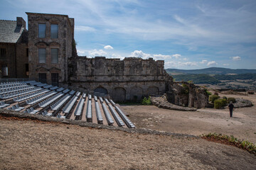 Stand in the city of Séverac-le-Château in Aveyron, France