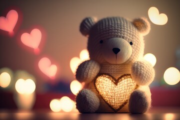 Teddy Bear with heart, St. Valentine's day, romantic atmosphere